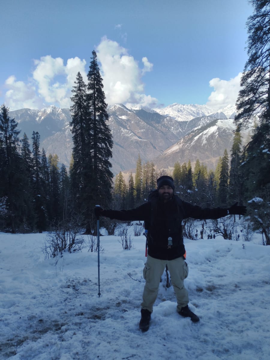 Snowy forest trail near Juda Ka Talab