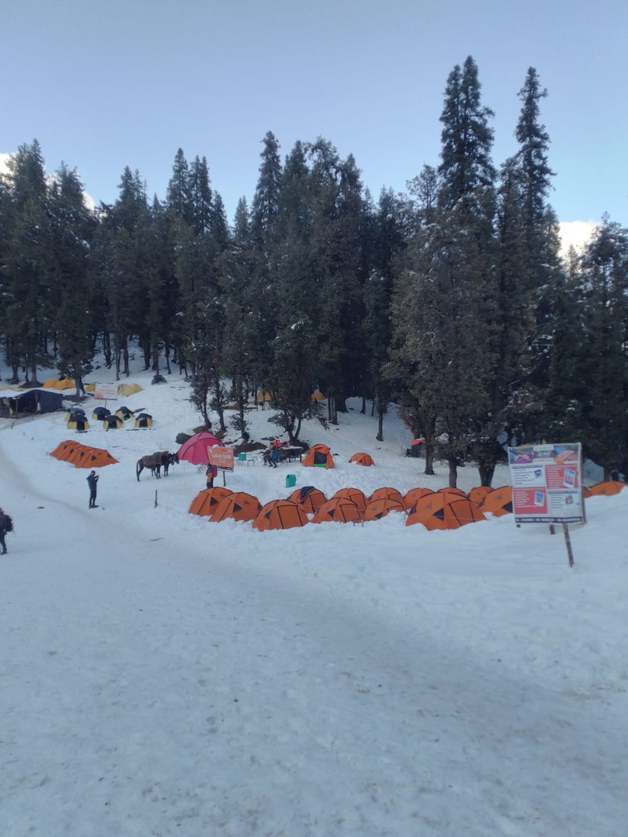 Orange tents at Juda Ka Talab campsite